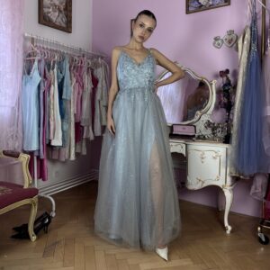 Stříbrné třpytivé šaty vel L #14